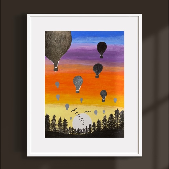 Handmade Acrylic Painting On Paper 9" X 12" Decor/Wall, Frame Not Included - Picture 3 of 4